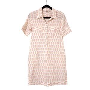 Faherty Rae Pink Taj Floral Popover Linen Shirt Mini Dress XS Cruise Travel